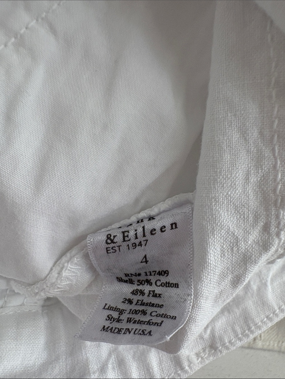 Frank & Eileen WATERFORD 4.5" Walking Short in White—BEAUTIFUL!! Like new! 4 - Picture 10 of 10